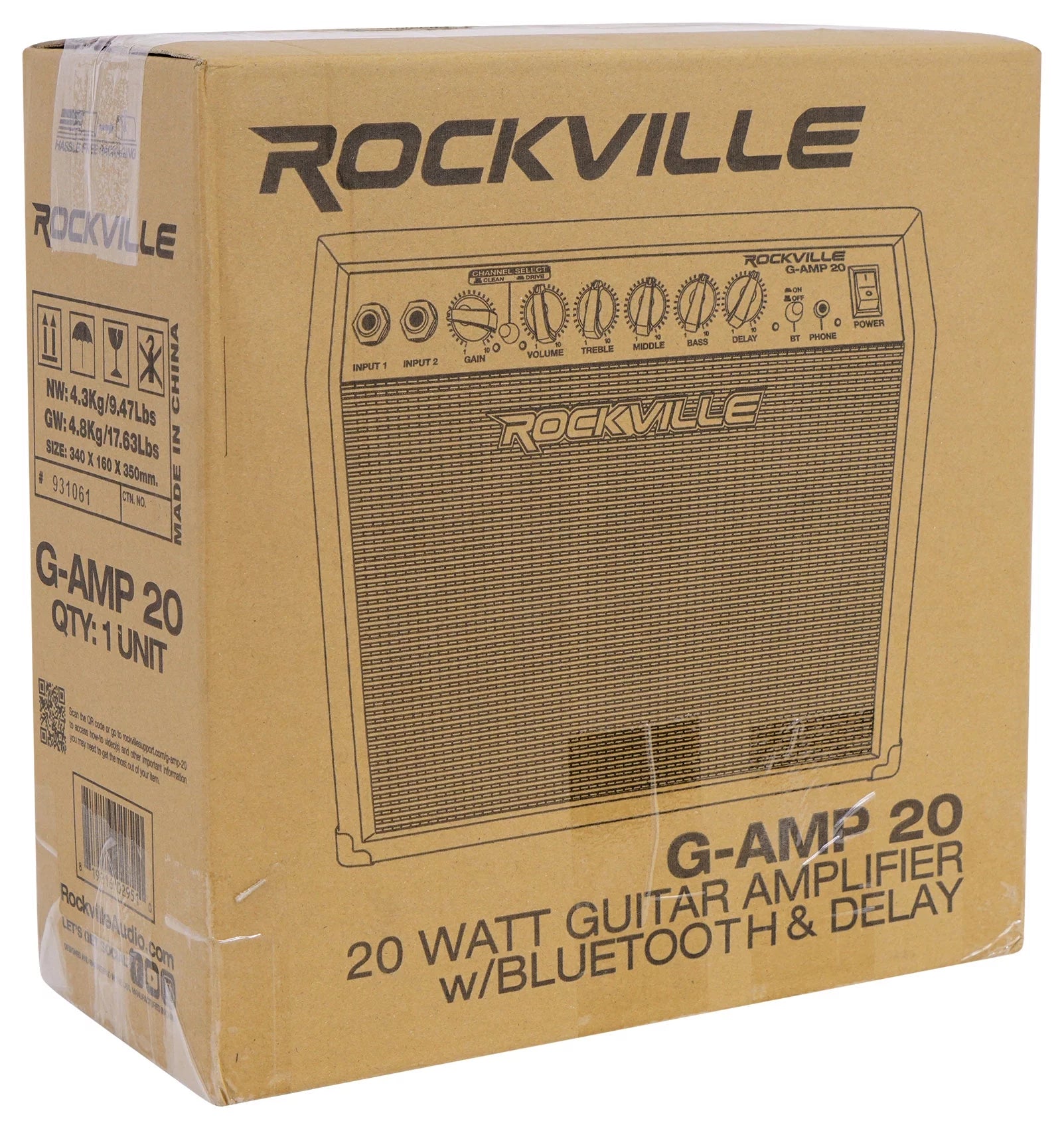 G-AMP 20 Watt Guitar Amplifier Dual Input Combo Amp Bluetooth/Delay
