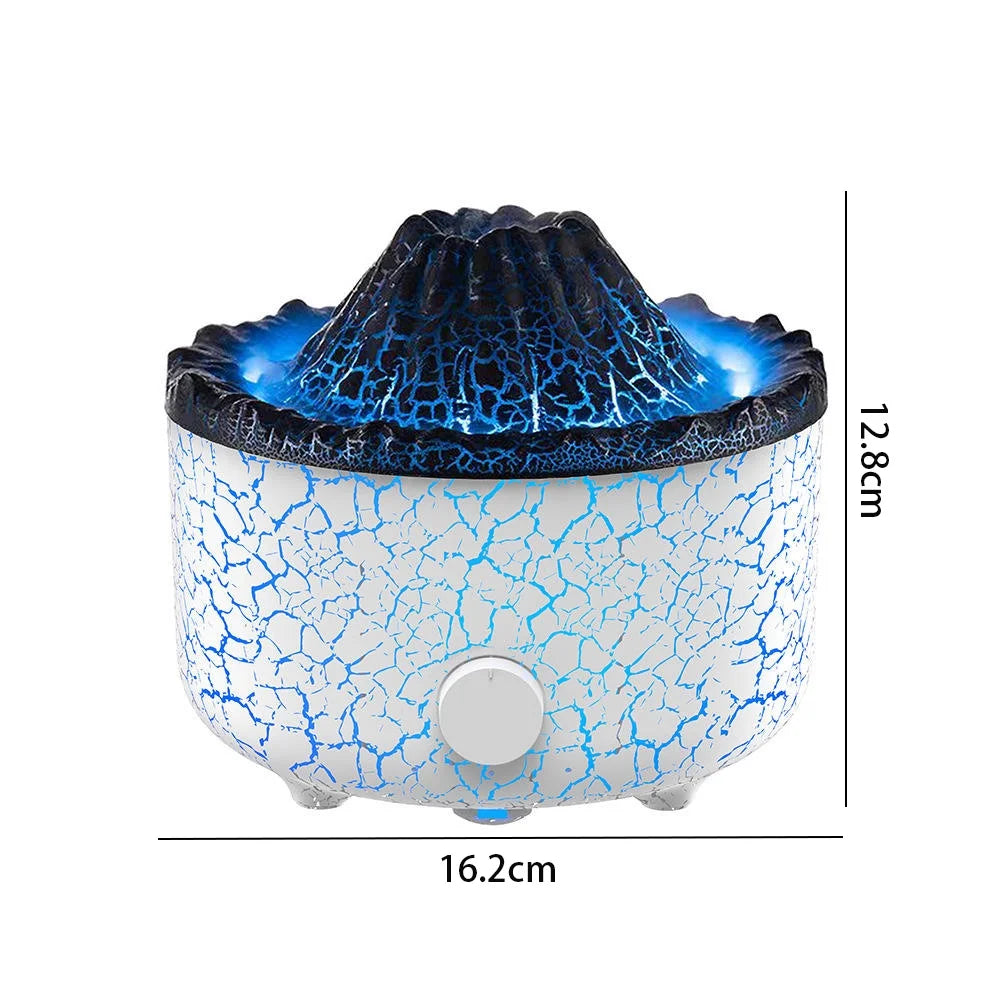 Flame Diffuser Humidifier, with 3D Flame and Volcano Effect, 560Ml Aroma Essential Oil Diffuser with Remote Control, White