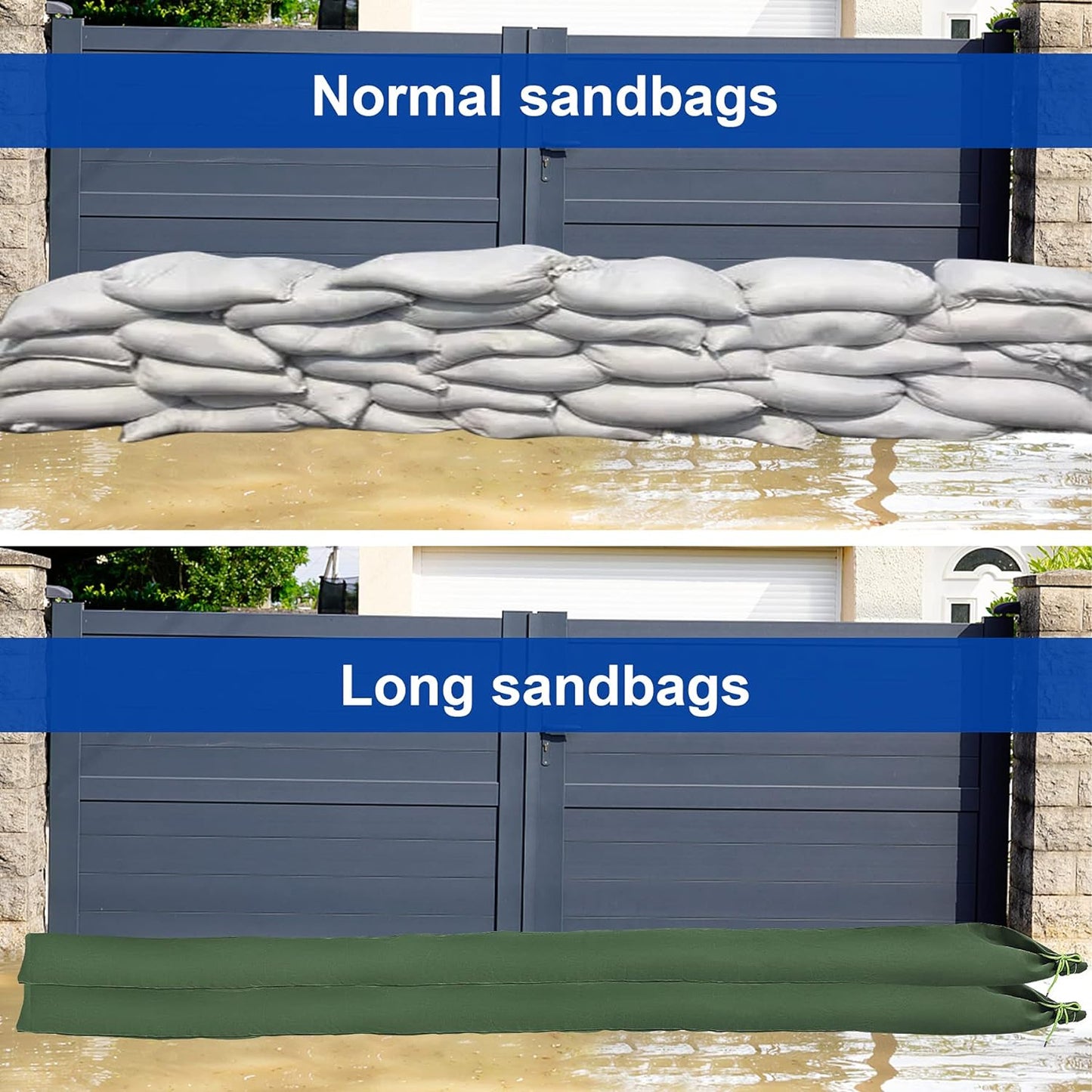 Flood Water Barrier Sandbags Long Canvas Sandbags Flood Protection Thickened Reusable Sand Bags - Flood Barrier for Rain Water Control Flood Hurricane Doors Windows…