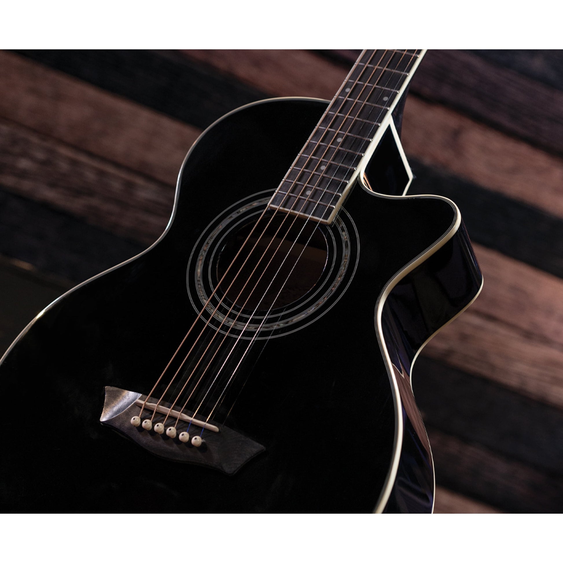 Festival EA10 Acoustic Cutaway Electric Petite Jumbo Guitar with 4-Band EQ Black