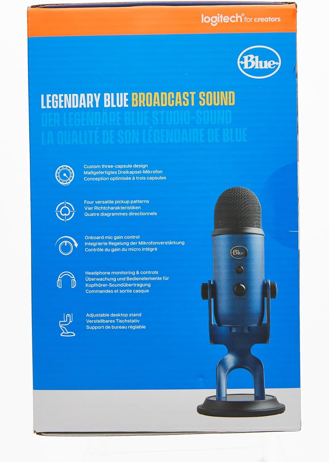Yeti USB Microphone for Gaming, Streaming, Podcasting, Twitch, Youtube, Discord, Recording for PC and Mac, 4 Polar Patterns, Studio Quality Sound, Plug & Play-Midnight