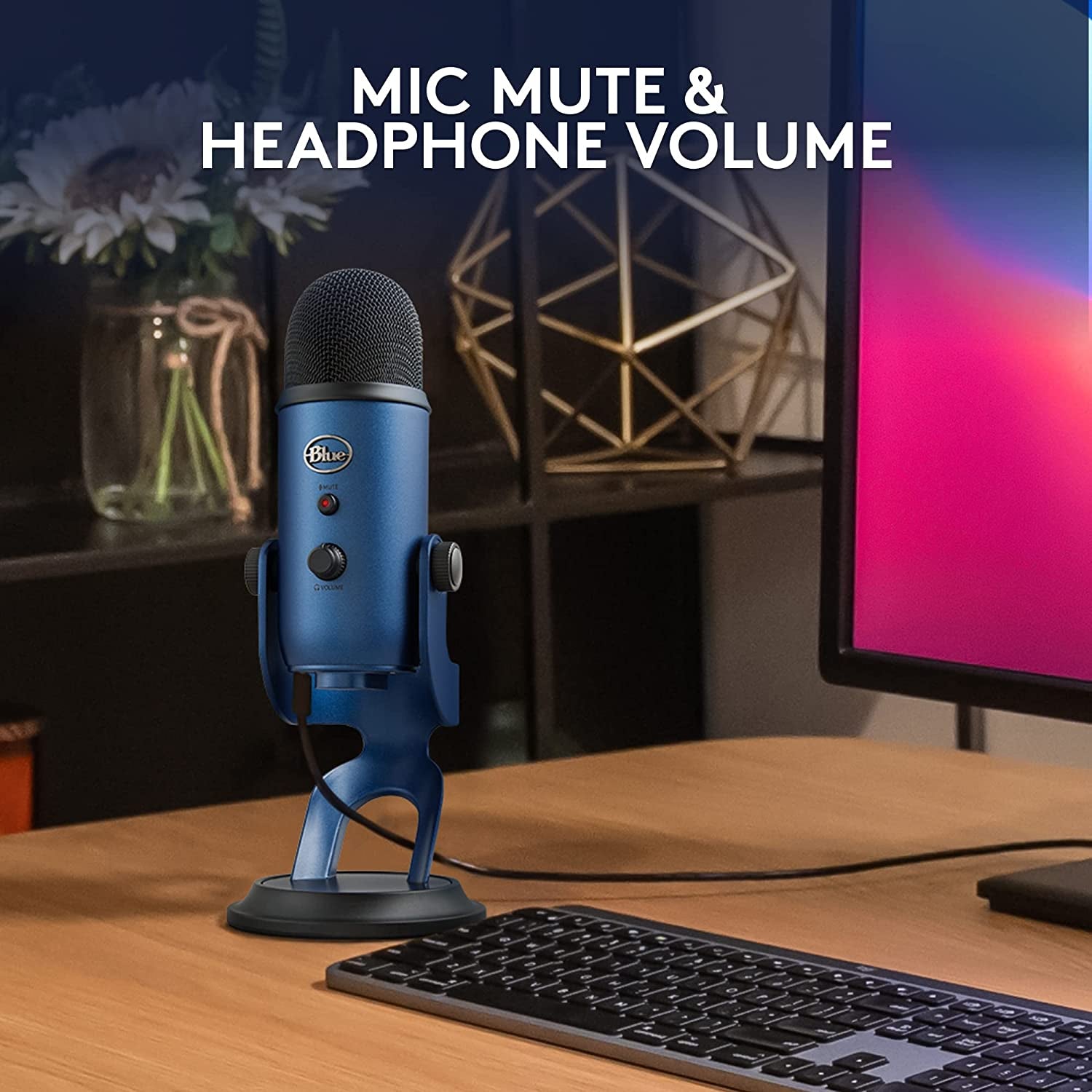 Yeti USB Microphone for Gaming, Streaming, Podcasting, Twitch, Youtube, Discord, Recording for PC and Mac, 4 Polar Patterns, Studio Quality Sound, Plug & Play-Midnight